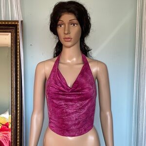 Vintage Magenta Snake Print Halter Top